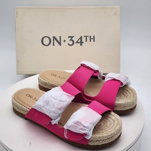ON 34th Shoes - ON 34th Mila Pink Double Strap Espadrille Slide Sandals Women's Size 5M